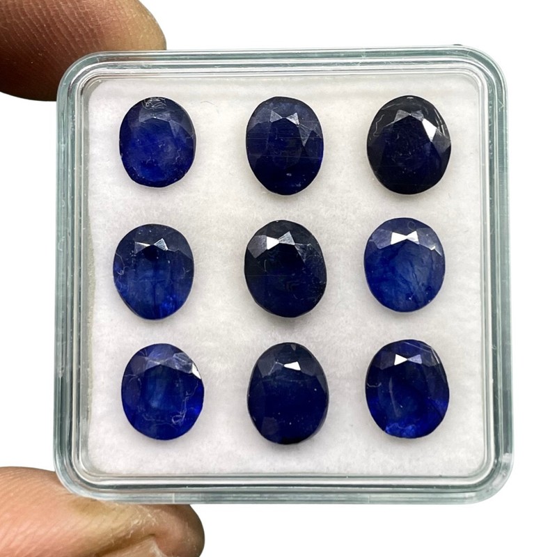9 Pcs Natural Blue Sapphire 7.5mm-8mm Oval Cut Loose Gemstones Wholesale Lot