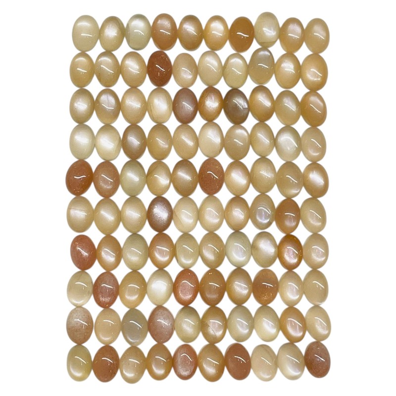 100 Pcs Natural Peach Moonstone 7x5mm Oval Cabochon Gemstones Wholesale Lot gallery