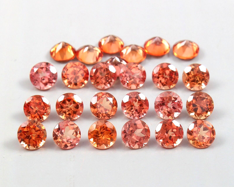 Fine Natural Ceylon Padparadscha Sapphire Loose Round Gemstone Cut 6×6 MM – 5pcs