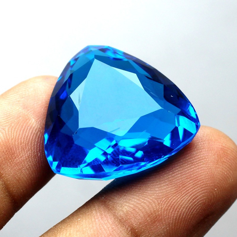 20 To 30 Ct London Blue Sapphire Ceylon Trillion Cut Certified Loose Gemstone gallery