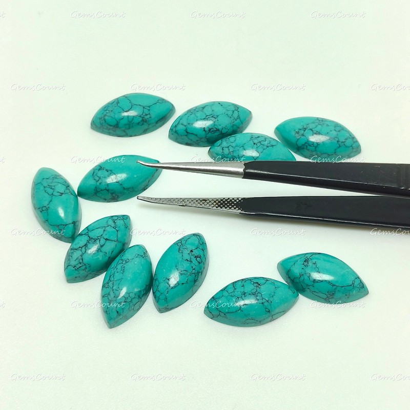 Natural Blue Howlite Turquoise Marquise Cabochon Smooth Gemstone 3x6mm-15x30mm gallery