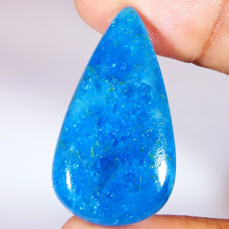 (19X36X05 MM) 34.95 Carat. NATURAL APATITE PEAR SHAPE CABOCHON LOOSE GEMSTONE