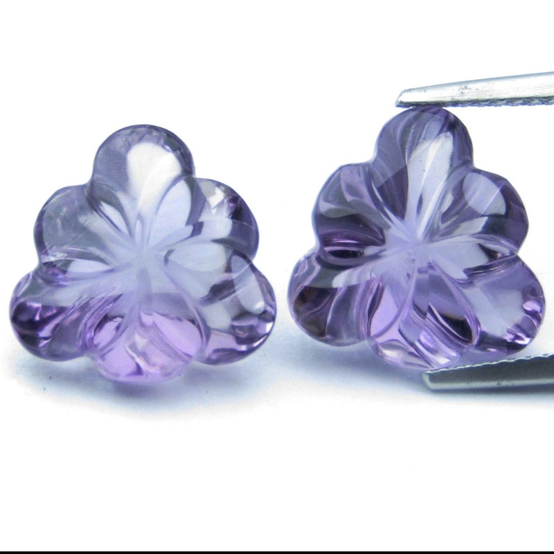 11.24Cts Excellent Natural Purple Amethyst Carving 13mm Trillion Shape Pair Gems