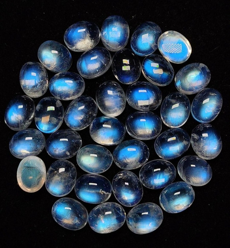 8A Quality Rainbow Moonstone Amazing Blue Falshy Fire Oval 8x10MM