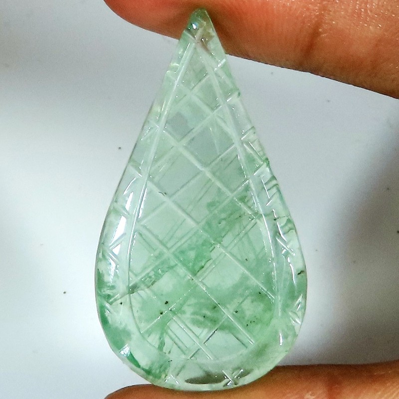 natural FLUORITE pear shape cabochon loose gemstone 51.55 Carat. (23x42x05 mm)