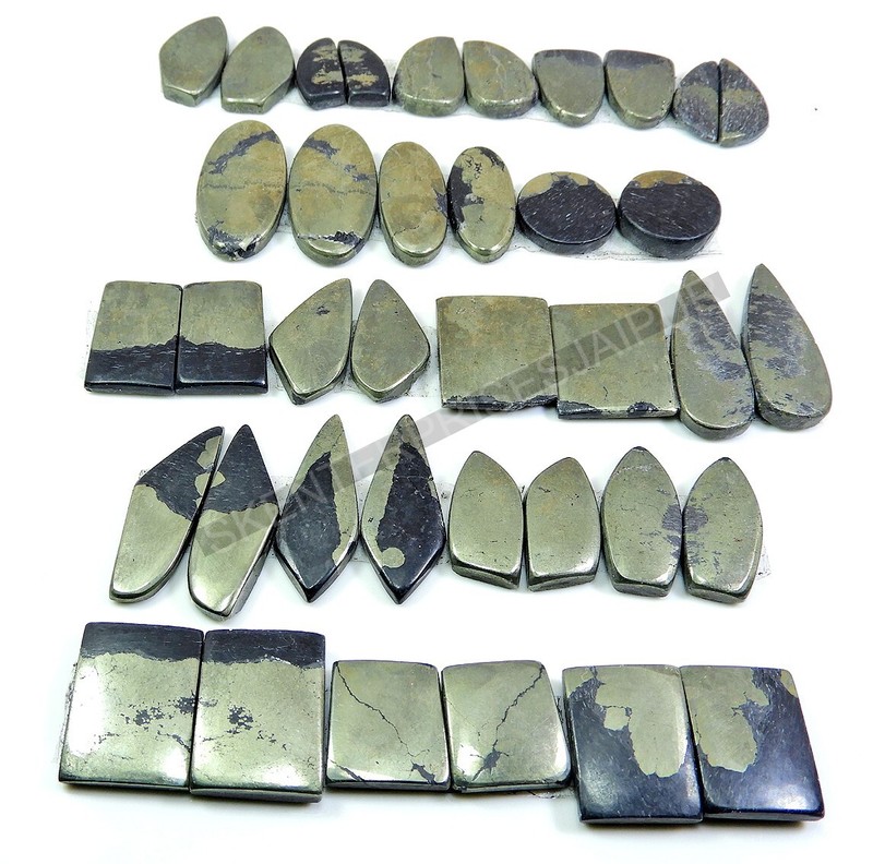 AA++ Natural Appche Gold Pyrite Matched pair Mix Shape Pair 50Pcs Wholesale Lot gallery