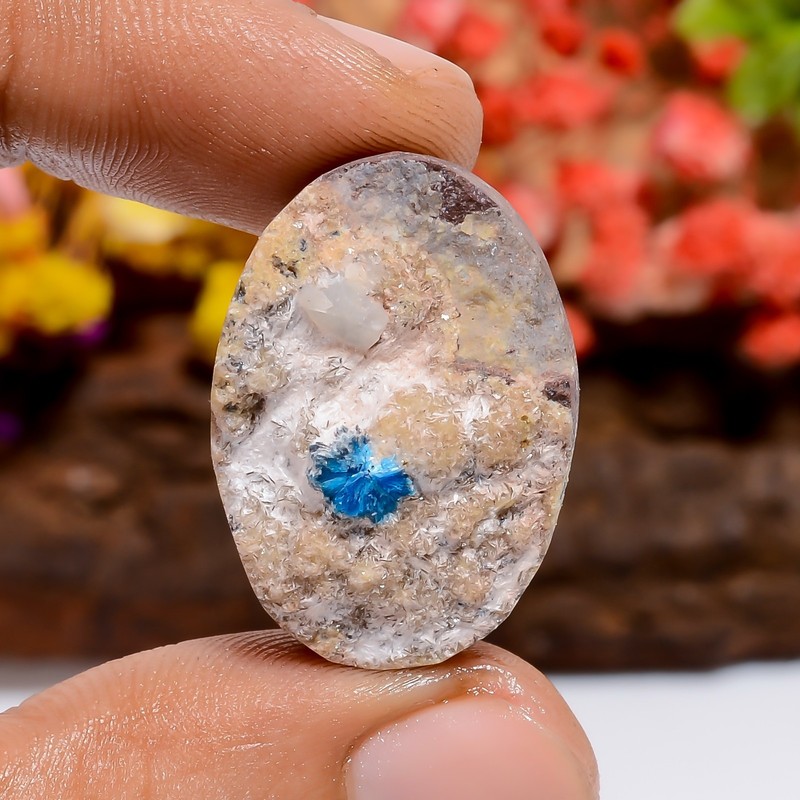 Natural Cavansite Druzy Oval 29Ct Loose Gemstone 26X18X9mm Jewelry Making