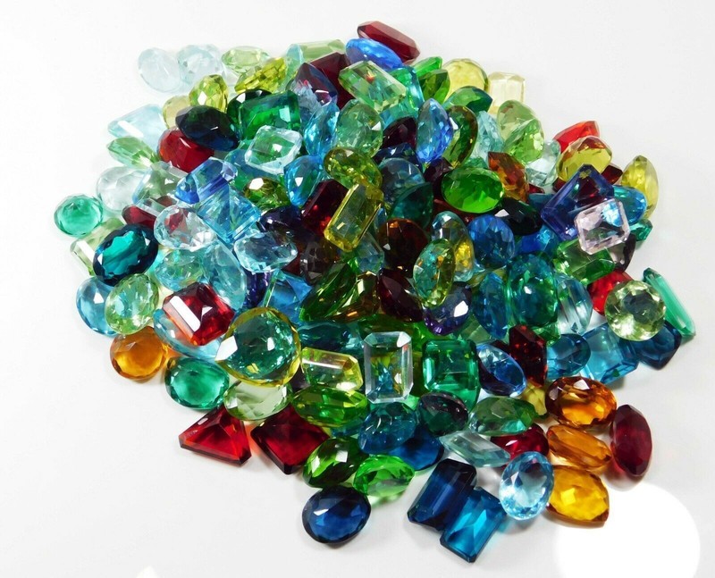 100 Ct Lab-Created Topaz Certified Gemstone Lot Mix Shape Ring Size