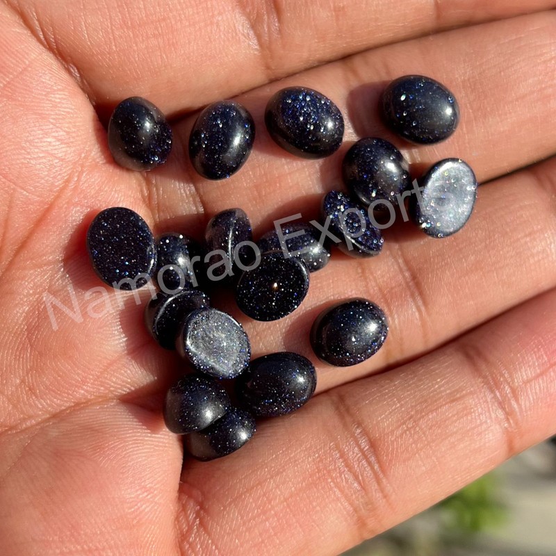 Blue Goldstone Oval 3x5 mm to 15x20 mm Cabochon Loose Gemstone Lot gallery