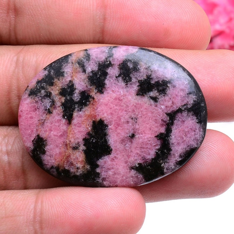 78.90 Ct Natural Rhodonite 42mmx31mm Oval Cabochon Untreated Huge Loose Gemstone gallery