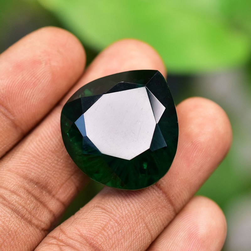 Lab Created 51.40 Ct Green Garnet CERTIFIED Pear Cut Gemstone For Birthday Gift