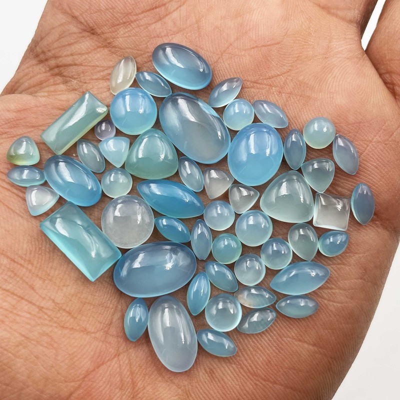 Natural Chalcedony Mix Shape Cabochon Gemstone Lot 92 Pcs 4-10 MM 107 CT