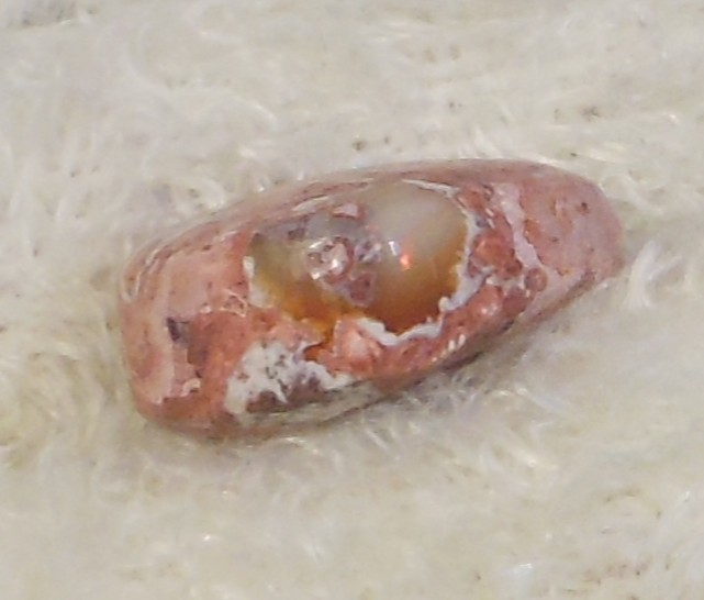 17 carats Mexican Fire Opal pink Cabochon Freeform play of color 21x17x8.8mm gallery