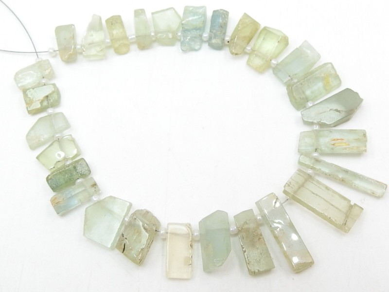 Aquamarine Natural Crystal Rough Stick Beads/8Inches Strand 23X4 To 9X5MM Approx gallery