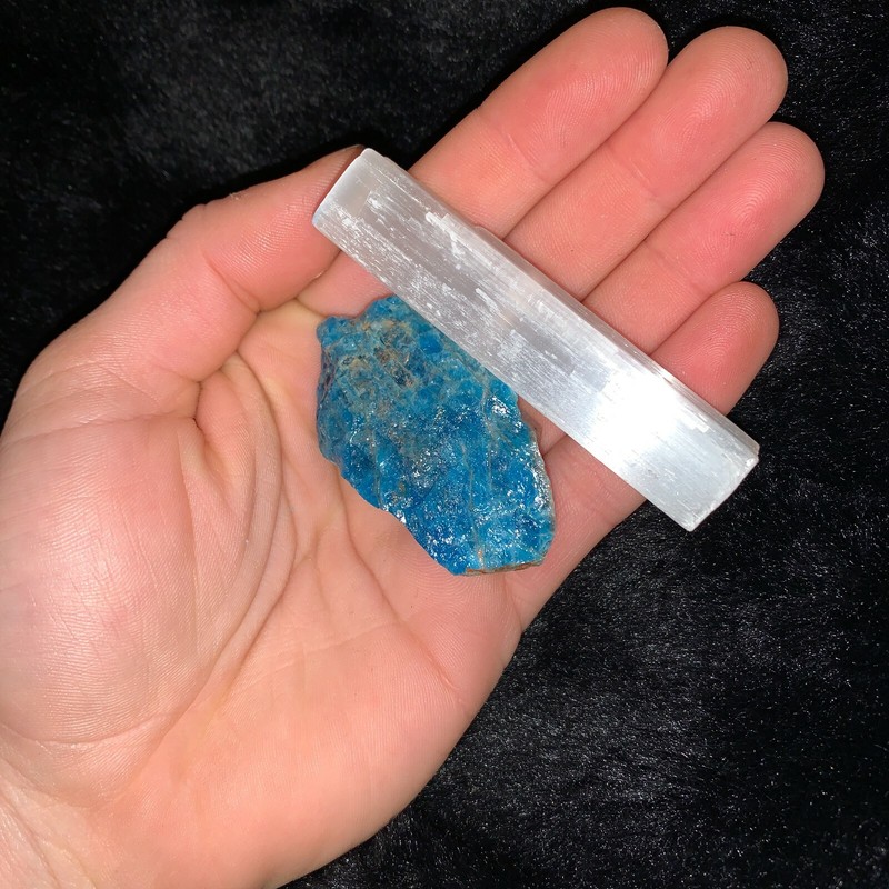 One (1) Charged Apatite Rough Gemstone + A FREE Selenite Charging Stick