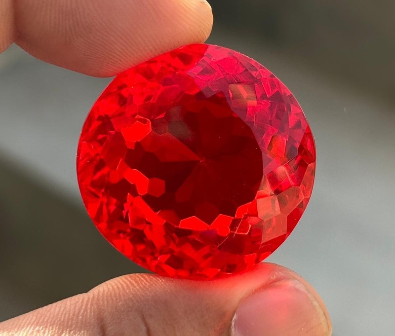 95 Cts Round Cut Orange Fire Opal Certified Translucent Maxican Loose gemstone