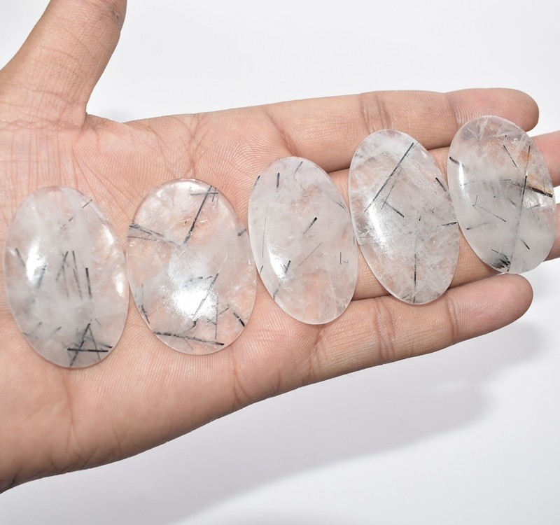 Natural Black Rutile Oval Cabochon Loose Gemstone L63 gallery