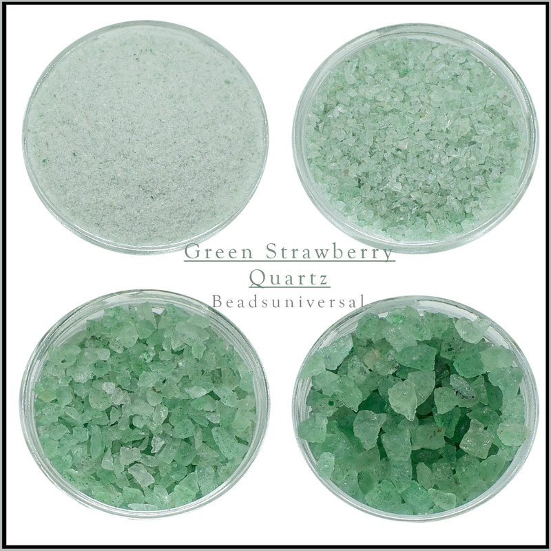Green Strawberry Quartz Raw Rough Crushed Gemstone Powder 50 Gram Wholesale Lot
