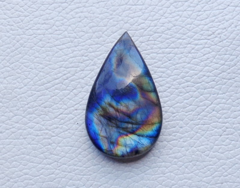 40.50 Ct NATURAL MULTI PURPLE FLASH LABRADORITE PEAR CABOCHON 35X21X6 GEMSTONE gallery