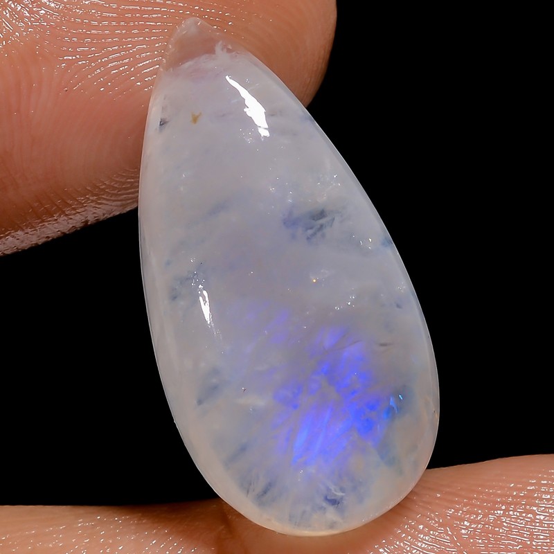 100% Natural Rainbow Moonstone Pear Cabochon Gemstone 20 Ct. 26X13X7 mm X-25547