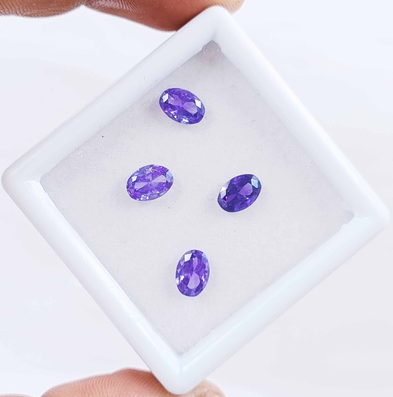 4 Pcs FLAWLESS Natural AAA Purple Sapphire LOT Certified Oval Cut Gemstone DK2
