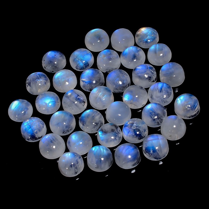 Natural Rainbow Moonstone Round Cabochon Gemstone Lot 20 Ct 10X10X4mm GCL-9