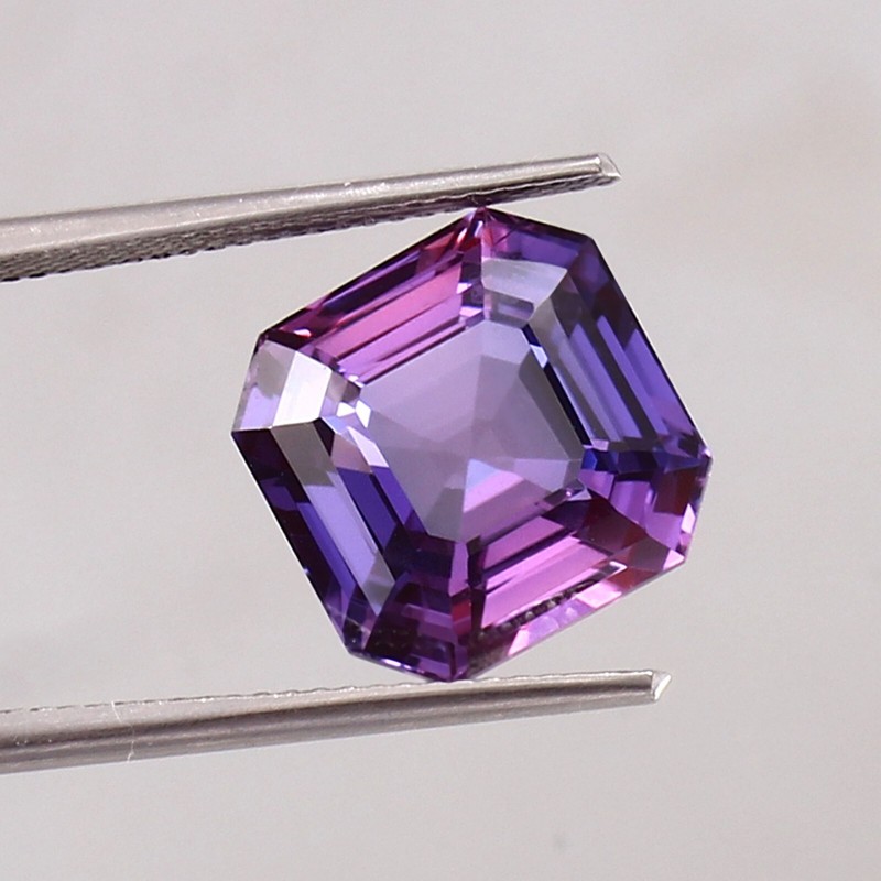 Natural Ceylon Color Shifting Purple Sapphire 7.20 Ct Loose Asscher Cut Gemstone