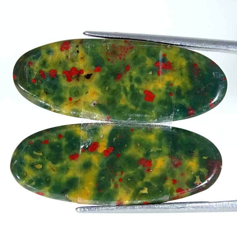 24.70Cts Natural Bloodstone Cabochon Loose Gemstone Oval Pair gallery