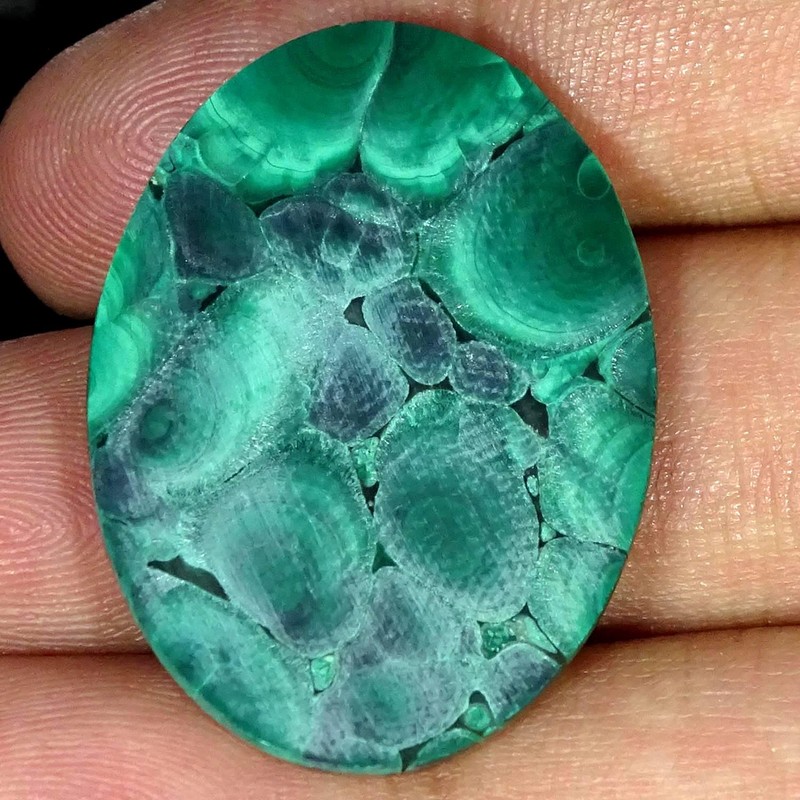 45.90Cts 100% Natural Ultra Malachite Oval Cabochon Gemstone 25X35X4MM gallery