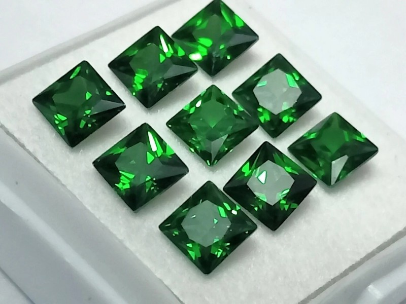 6 mm 25 Pcs Natural Colombian Green Emerald Princess Loose Certified Gemstones