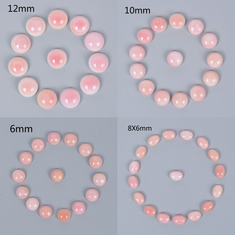 6mm 8mm 10mm 12mm Pink Queen Conch shell Gemstone Round Oval Cab Cabochon lot