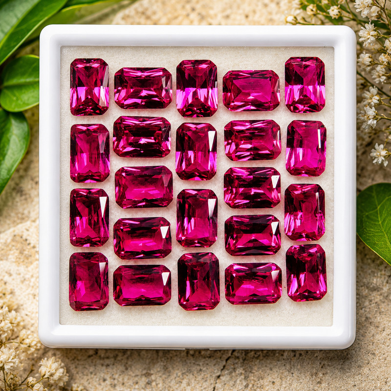 Ceylon Sapphire Emerald Ring Size Pink Gemstone Natural Lot 5-7 MM CERTIFIED