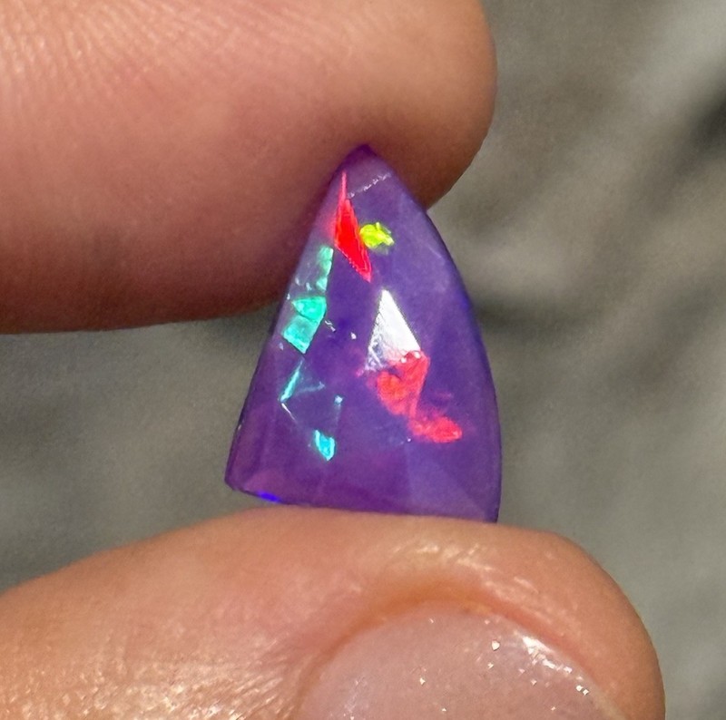 1.65ct 15.5x10x2.9mm Colorful Purple Rose Cut Ethiopian Welo Opal Cabochon Gem