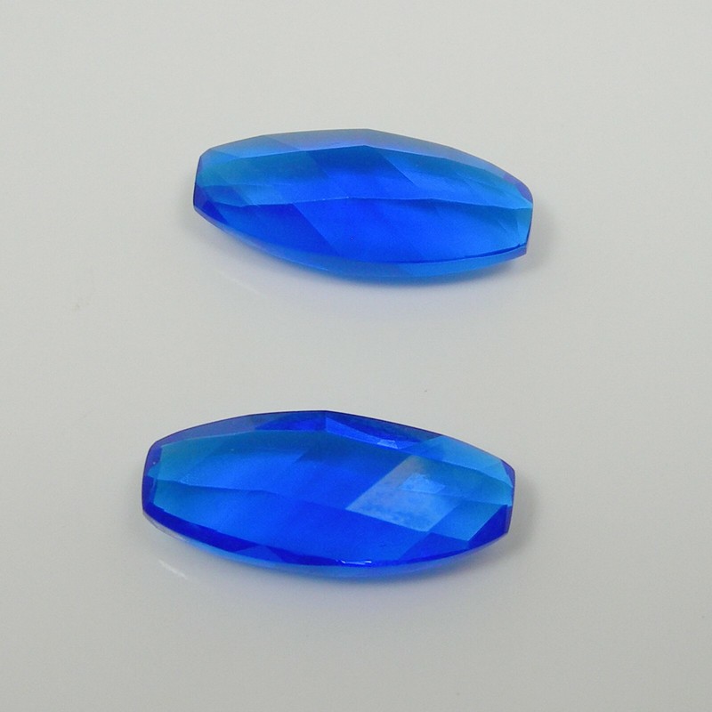 20.68 carats Elongated Oval Cut 23x10mm Sapphire Blue Created Matching Gemstone gallery