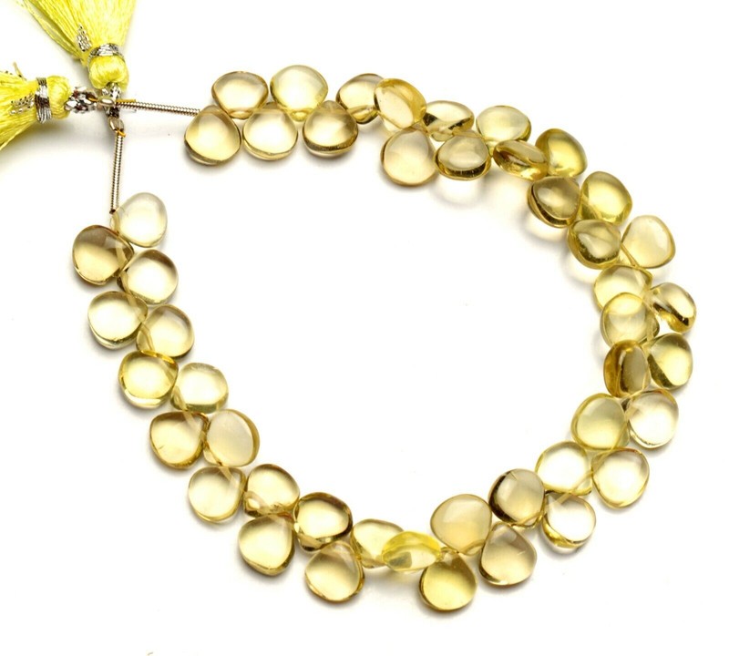 Lemon Quartz Gem 8mm Approx. Size Smooth Heart Shape Beads 9″ Jewelry Supplies