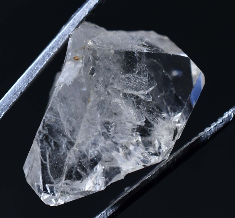 9.50 Ct Rare Natural Herkimer Diamond Water Clear Quartz Crystal Anthraxolite gallery