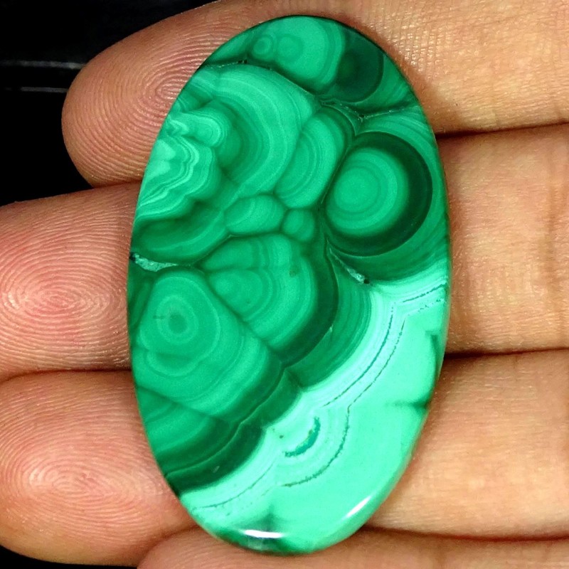 60.40Cts Natural Green Malachite Oval Cabochon Gemstone 26X46X4MM