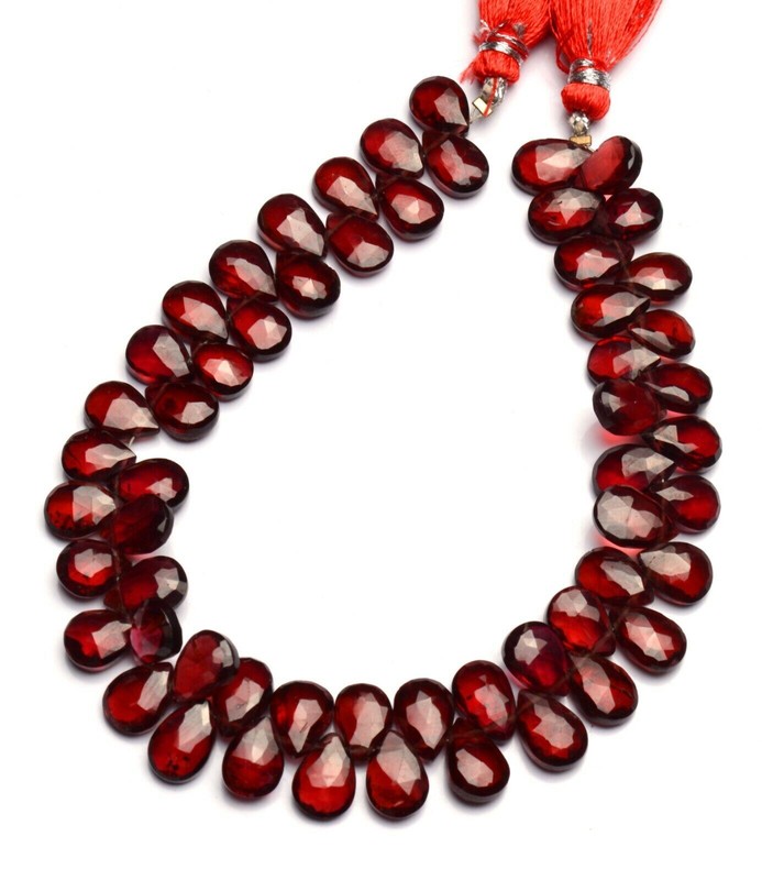 Natural Gem Rhodolite Garnet 9x6mm Approx. Size Faceted Pear Shape Briolette 8" gallery