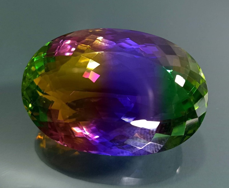 Bi-Colour 72+ Ct Natural Tourmaline Oval Cut Certified Loose Gemstone For Gift gallery