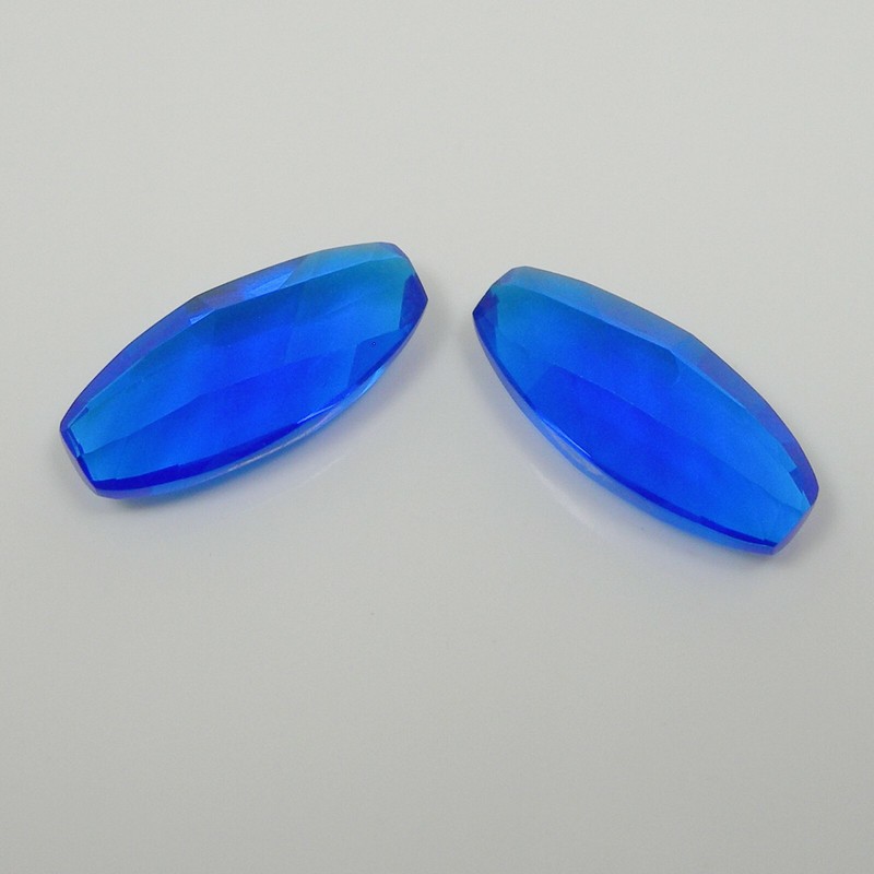 20.68 carats Elongated Oval Cut 23x10mm Sapphire Blue Created Matching Gemstone gallery