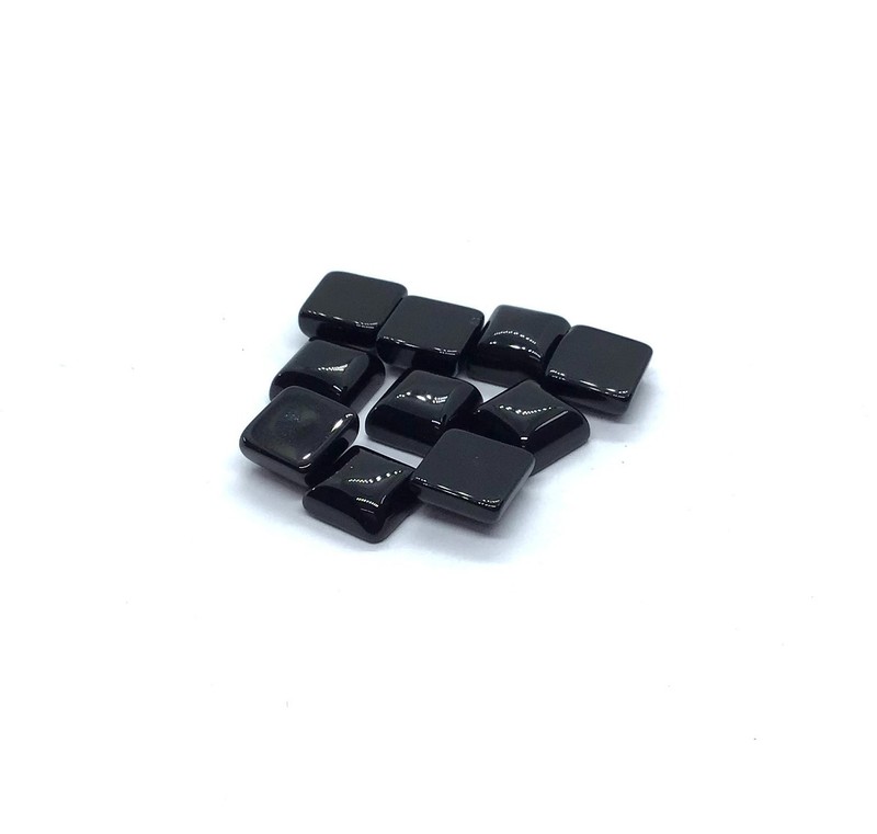 Square Flat Back Cabochon Natural Black Onyx Loose Gemstone For Making Jewelry gallery