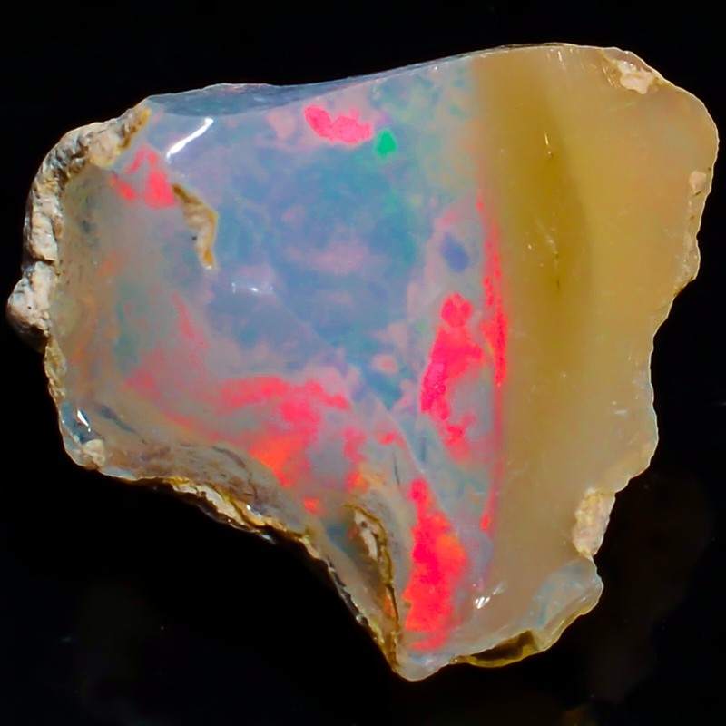 Untreated 6.15 CTS Ethiopian Opal Rough, A+ Natural Crystal Welo Opal 12x13x10mm gallery