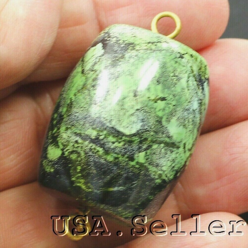 Green Turquoise Barrel Bead Pendant Elisa Healing Gemstone FREE SHIPPING