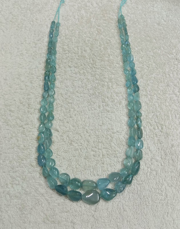 17"Inches 100%!! Natural Aquamarine blue-Colour tumble beads...uneven shape.. gallery