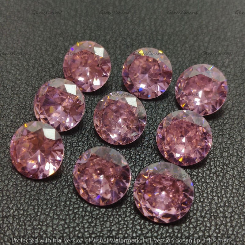 Pink Cubic Zirconia Round Faceted Cut AAA Grade Loose Gemstone