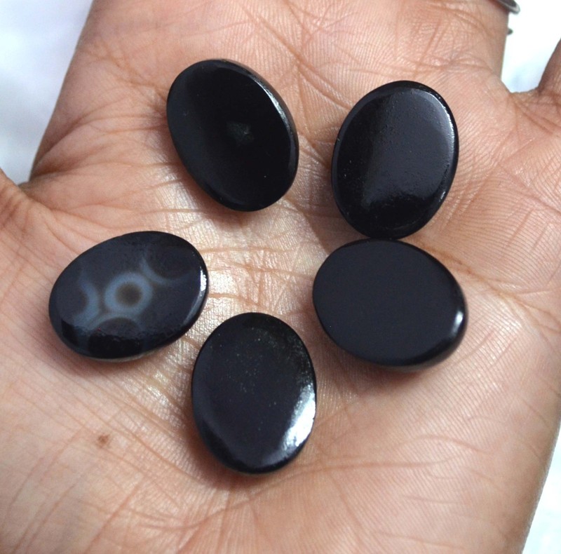 87 Cts. 100% Natural Black Crystal Druzy Agate Lot of Cabochon Gemstone-S5 gallery