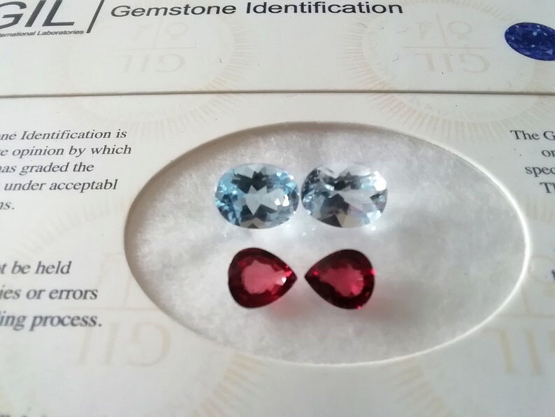 Sky Blue Topaz & Rhodolite Garnet 5.90 Carats Set of 4 Gems. gallery