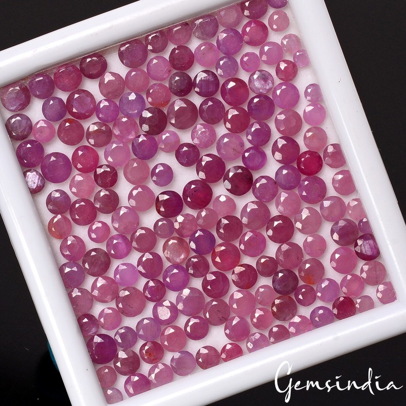 57 Cts Natural Pink Ruby 3-5mm Mozambique Round Cut Loose Gemstones ~157 Pcs Lot
