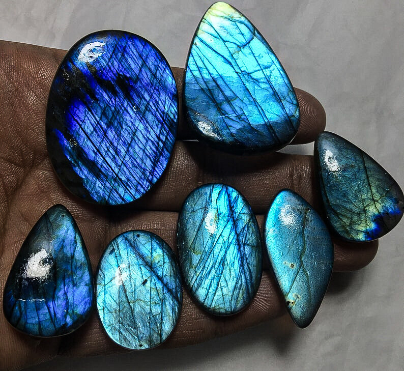Natural Labradorite Cabochon Black Rainbow Gemstone All Shape Available