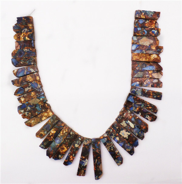 40Pcs/Set Blue Sea Sediment Jasper Oblong Pendant Beads 15.5Inch EE631